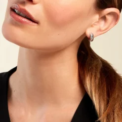 Créoles Tiwa Argent Blanc Oxyde De Zirconium