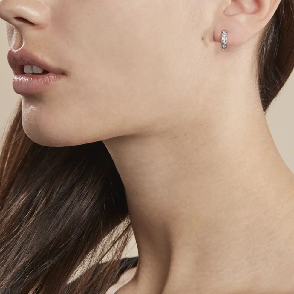 Créoles Tuna Rondes Argent Blanc Oxyde De Zirconium