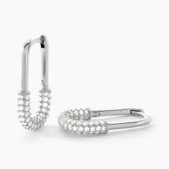 Créoles Urban Call Argent Blanc Oxyde De Zirconium