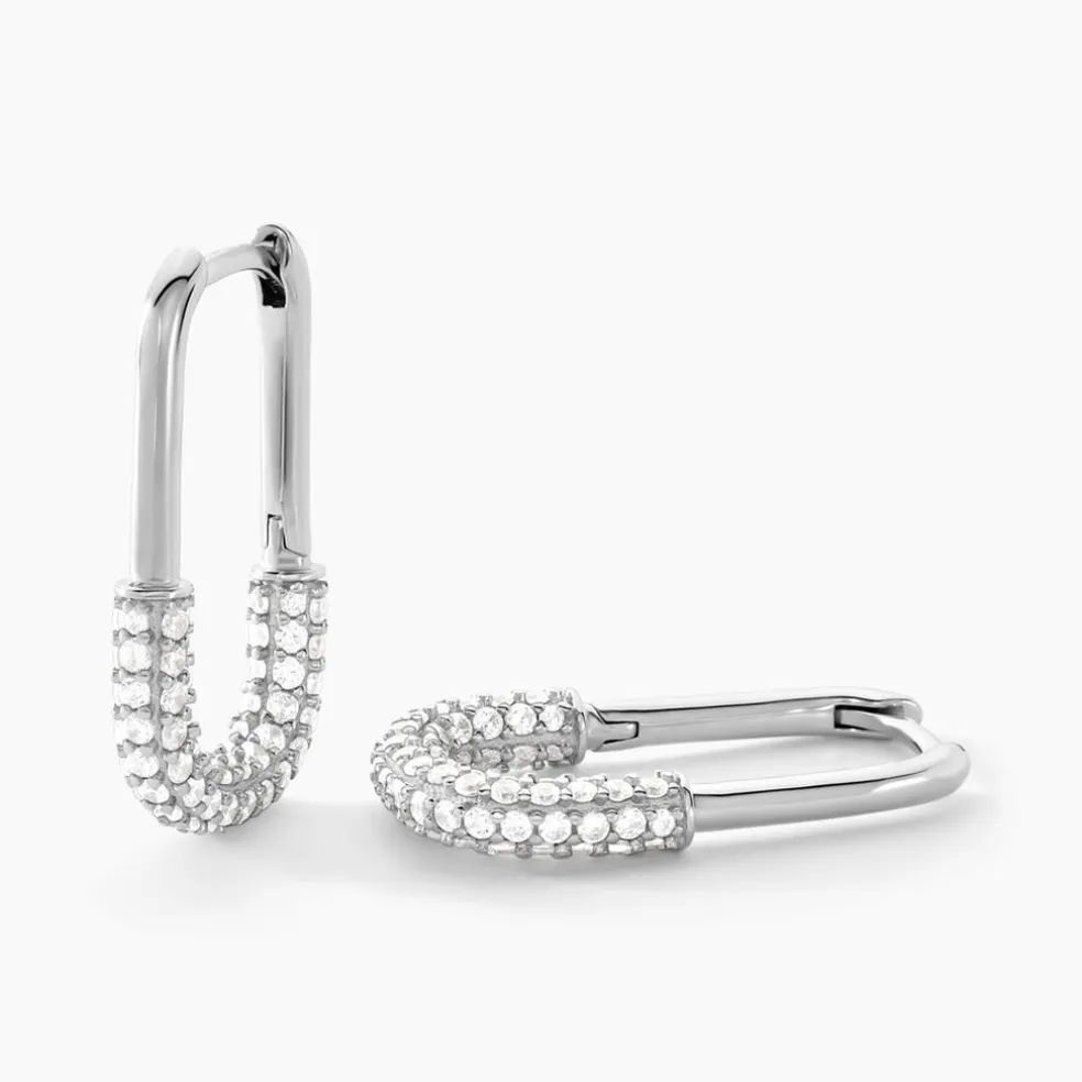 Créoles Urban Call Argent Blanc Oxyde De Zirconium