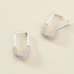 Créoles Urban Call Argent Blanc Oxyde De Zirconium