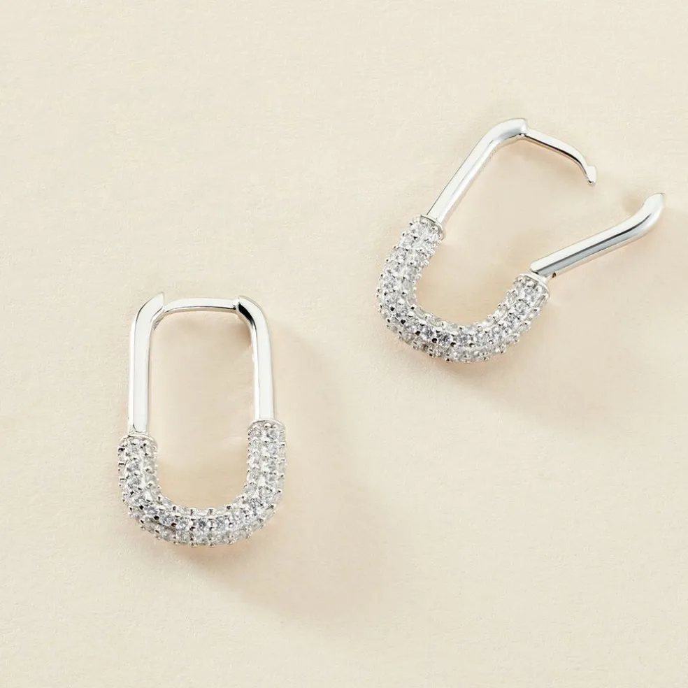 Créoles Urban Call Argent Blanc Oxyde De Zirconium