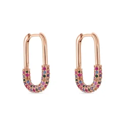 Créoles Urban Call Argent Rose Pierre De Synthese Oxyde De Zirconium