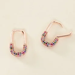 Créoles Urban Call Argent Rose Pierre De Synthese Oxyde De Zirconium