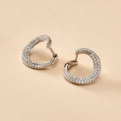 Créoles Uwe Argent Blanc Oxyde De Zirconium