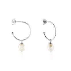 Créoles Walli Argent Blanc Perle De Culture