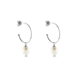 Créoles Walli Argent Blanc Perle De Culture