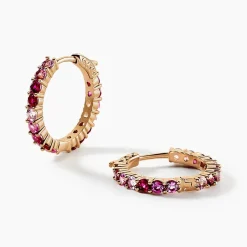 Créoles Zoelia Rondes Plaqué Or Jaune Pierres De Synthèse