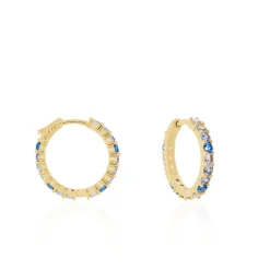 Créoles Zoelia Rondes Plaqué Or Jaune Pièrres De Synthèse