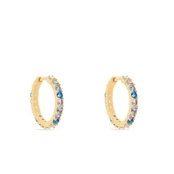 Créoles Zoelia Rondes Plaqué Or Jaune Pièrres De Synthèse