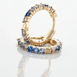 Créoles Zoelia Rondes Plaqué Or Jaune Pièrres De Synthèse