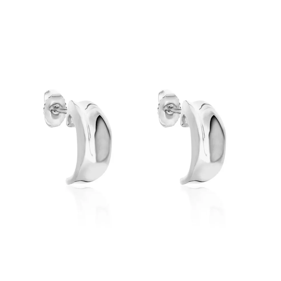 Demi Créoles Anne-christelleae Argent Blanc