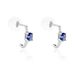 Demi Créoles Barrett Or Blanc Saphir Diamant