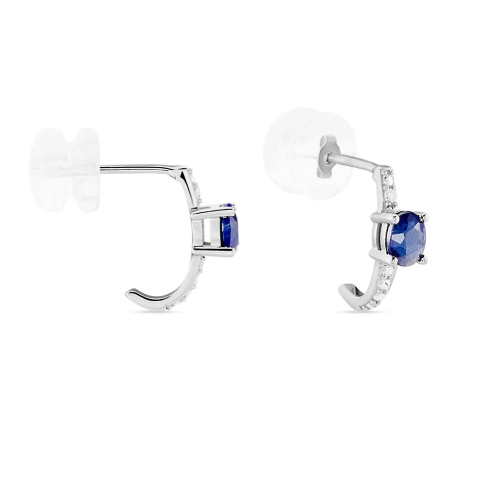 Demi Créoles Barrett Or Blanc Saphir Diamant