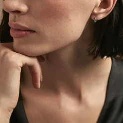 Demi Créoles Barrett Or Jaune Emeraude Diamant