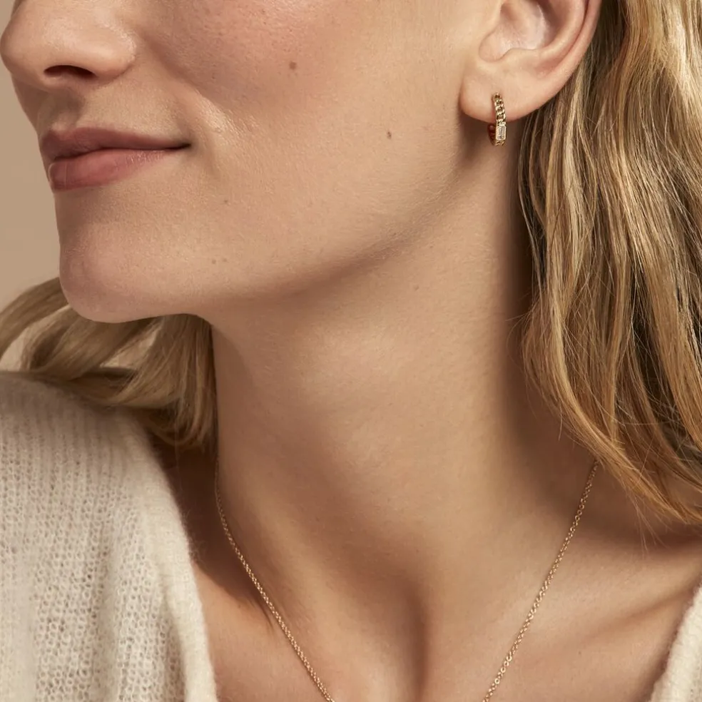 Demi Créoles Eldi Argent Blanc Oxyde De Zirconium