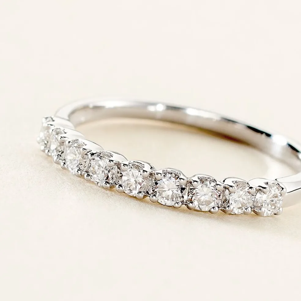 Demi-alliance Or Blanc Eloisa Diamant Synthetique