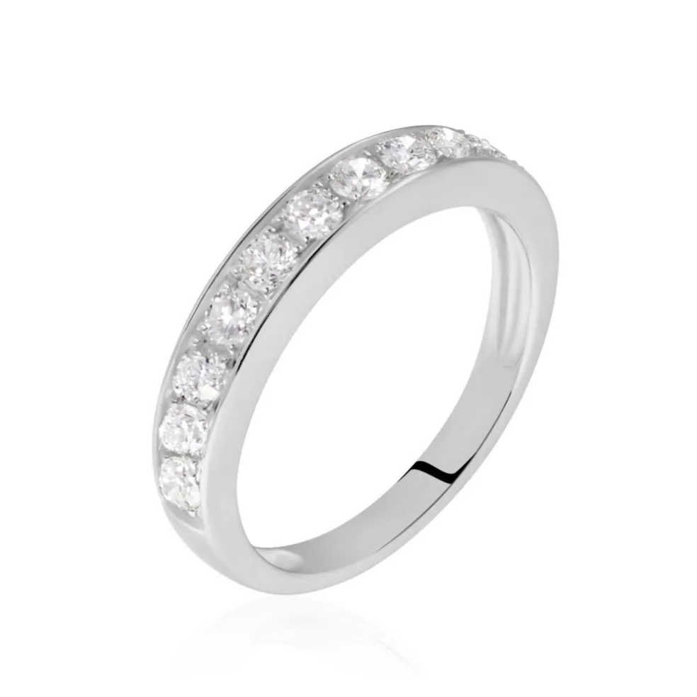 Demi-alliance Or Blanc Valentine Diamant Synthetique