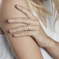 Demi-alliance Or Blanc Valentine Diamant Synthetique