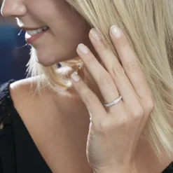 Demi-alliance Or Blanc Valentine Diamants Synthetique