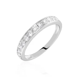 Demi-alliance Or Blanc Valentine Diamant Synthetique