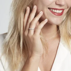 Demi-alliance Or Blanc  Valentine Diamant Synthetique