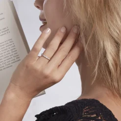 Demi-alliance Or  Jaune  Valentine Diamant Synthetique