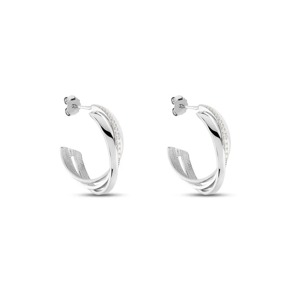 Demi-créoles Argent Blanc Laureat Oxydes De Zirconium