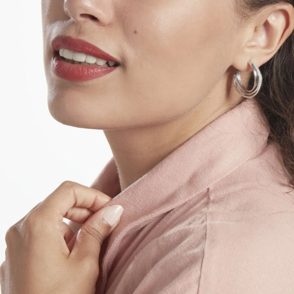 Demi-créoles Argent Blanc Laureat Oxydes De Zirconium