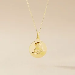 Medaille Or Jaune Vierge A L'enfant