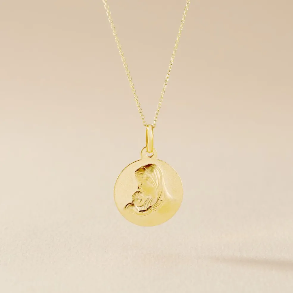 Medaille Or Jaune Vierge A L'enfant
