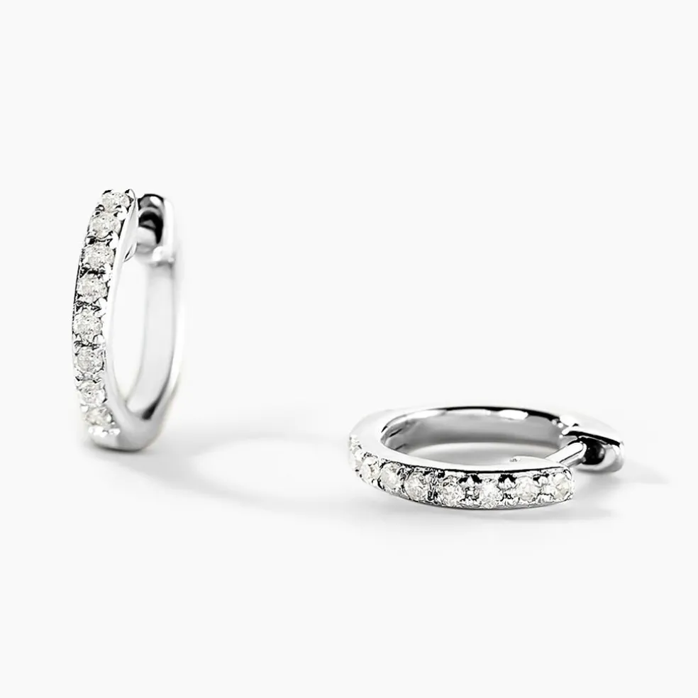 Mini Créoles Or Blanc Aryanna Diamants