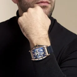 Montre Montignac Tonneau Automatique Bleu