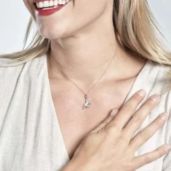 Pendentif Amelot Argent Blanc Oxyde De Zirconium