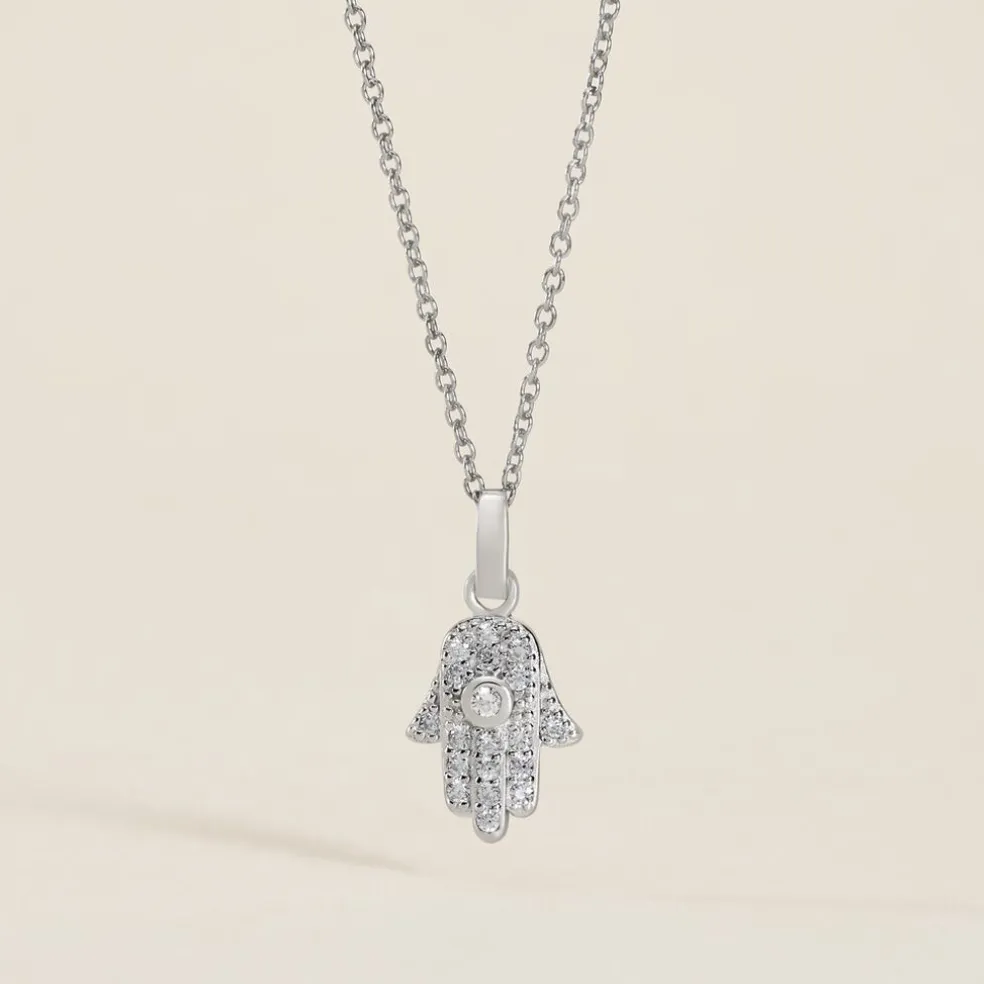 Pendentif Amelot Argent Blanc Oxyde De Zirconium