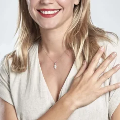 Pendentif Amelot Argent Blanc Oxyde De Zirconium