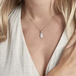 Pendentif Amelot Argent Blanc Oxyde De Zirconium