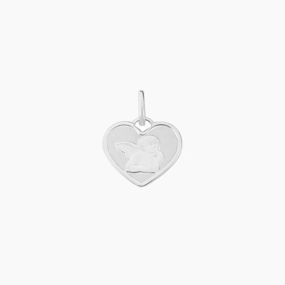 Pendentif Ange Coeur Or Blanc