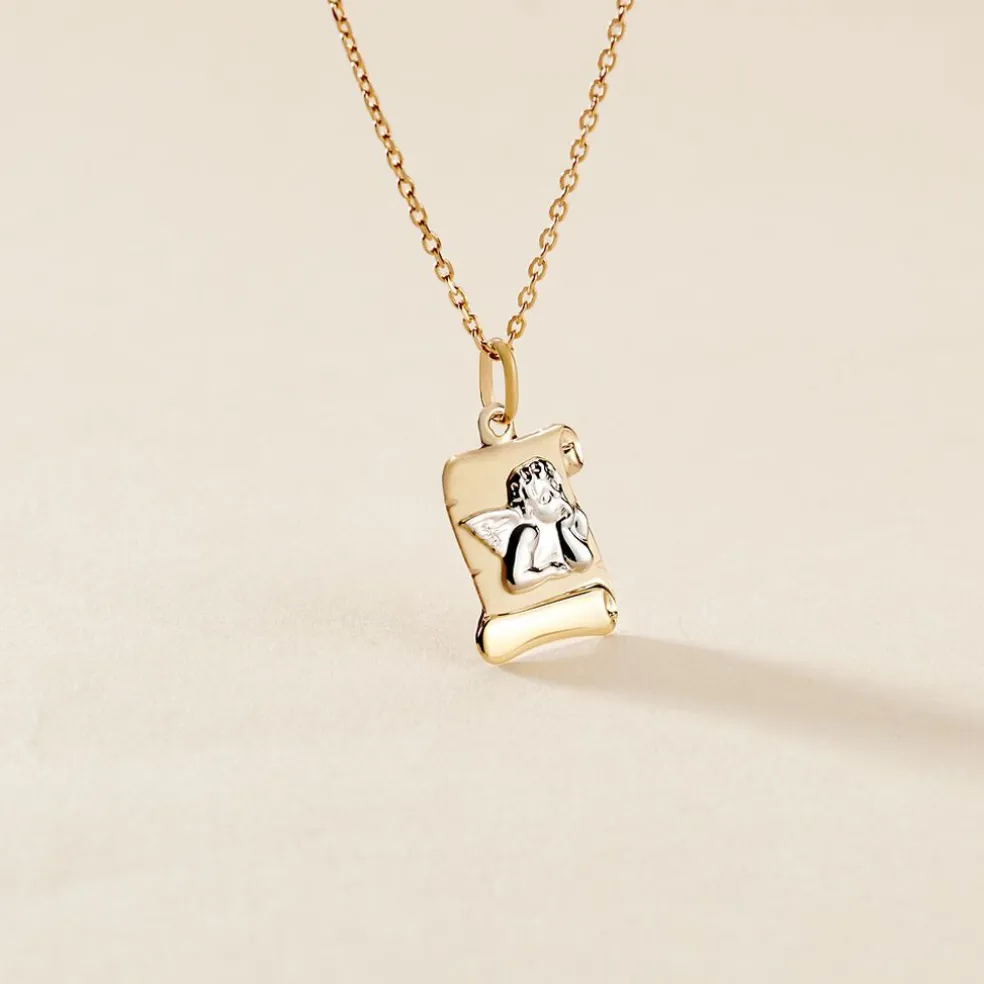 Pendentif Ange Parchemin Or Bicolore