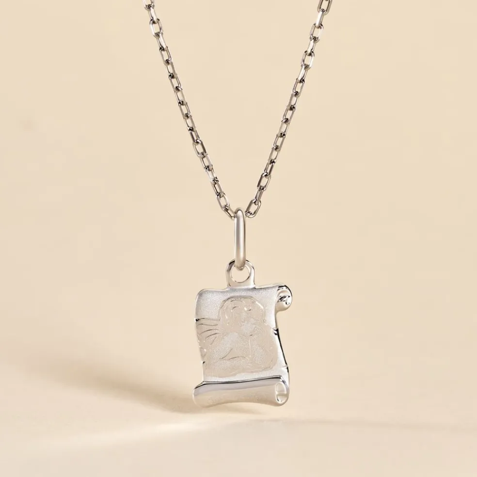 Pendentif Ange Parchemin Or Blanc