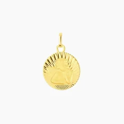 Pendentif Ange Rond Effet Diamante Or Jaune