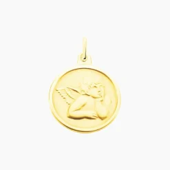Pendentif Ange Rond Mat Or Jaune