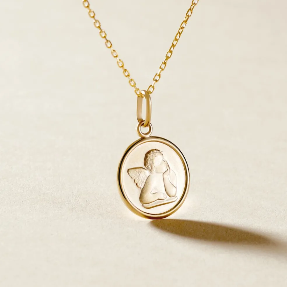 Pendentif Ange Rond Or Jaune