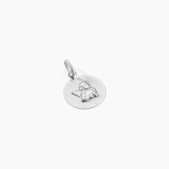Pendentif Ange Rond Satine Or Blanc