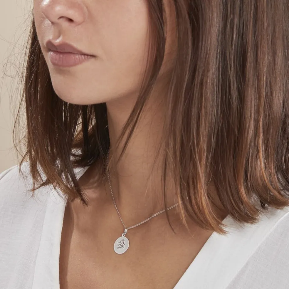 Pendentif Ange Rond Satine Or Blanc