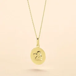 Pendentif Ange Rond Satine Or Jaune