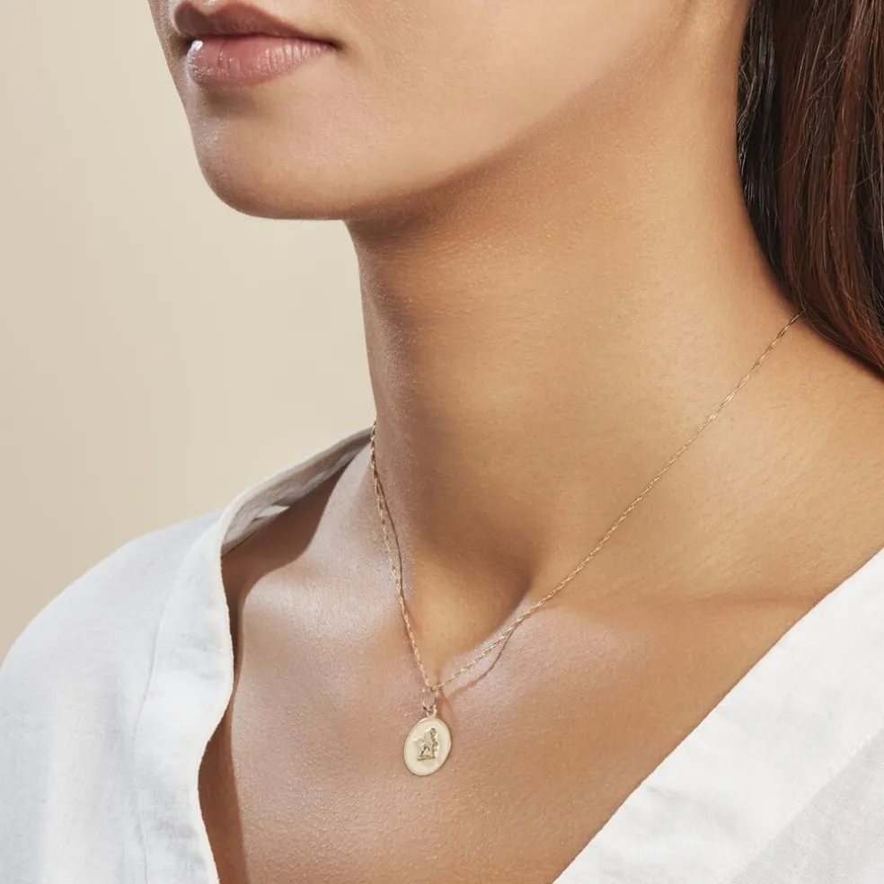 Pendentif Ange Rond Satine Or Jaune