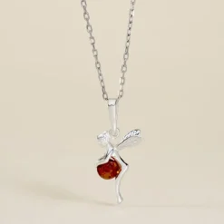 Pendentif Argent Blanc Abellia Ambre