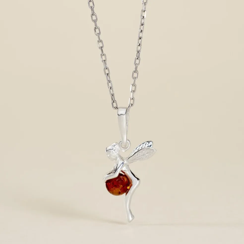 Pendentif Argent Blanc Abellia Ambre