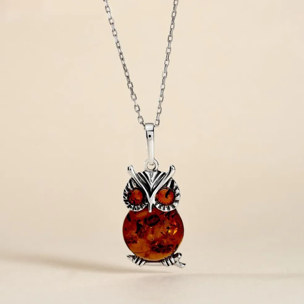 Pendentif Argent Blanc Benoite Ambre